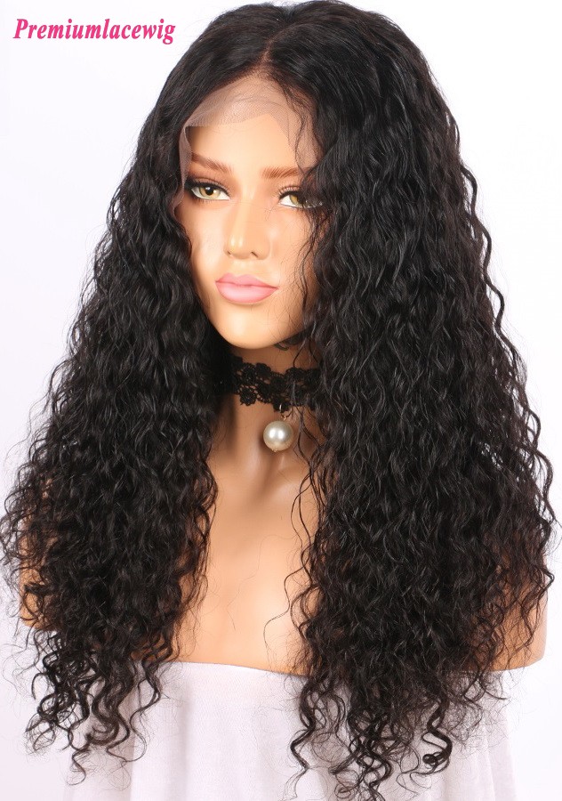 Malaysian Virgin Hair Water Curl 360 Lace Wigs Pre plucked Hairline 180% Density 22inch