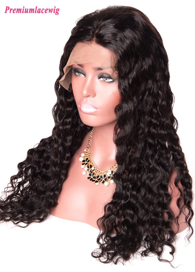 180% Density Malaysian Virgin Hair Deep Wave full lace wigs Pre Plucked 20inch 