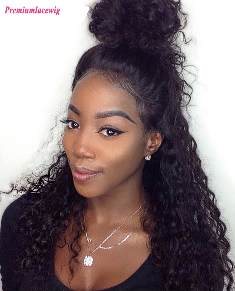 180% Density Pre Plucked Brazilian Virgin Hair Deep curly full lace wigs For Black Women 22inch 