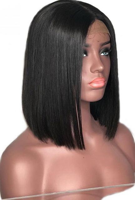 Bob Malaysina Virgin Hair Straight 360 Lace Wigs Pre Plucked hairline with Baby Hair 10inch