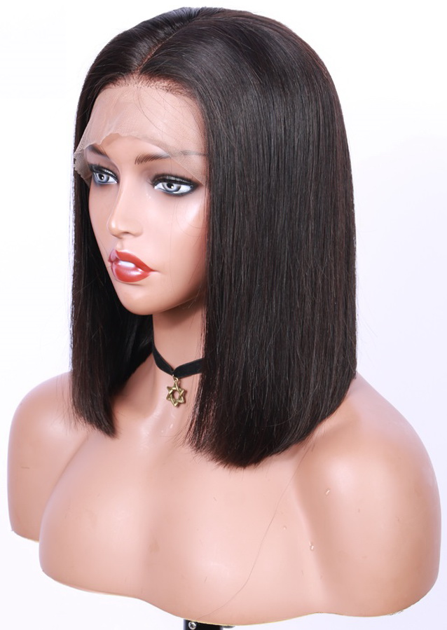 Bob Peruvian Virgin Hair Straight human hair lace front wigs for sell 10inch