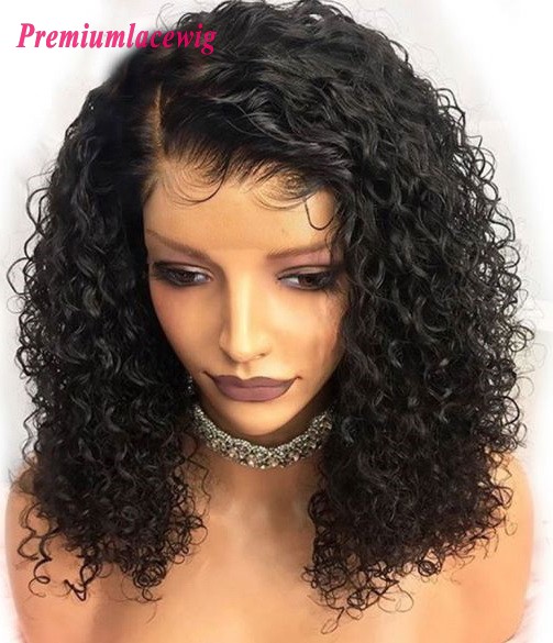 Kinky Curly Brazilian 360 Lace Wigs PrePlucked 16inch 180% Density