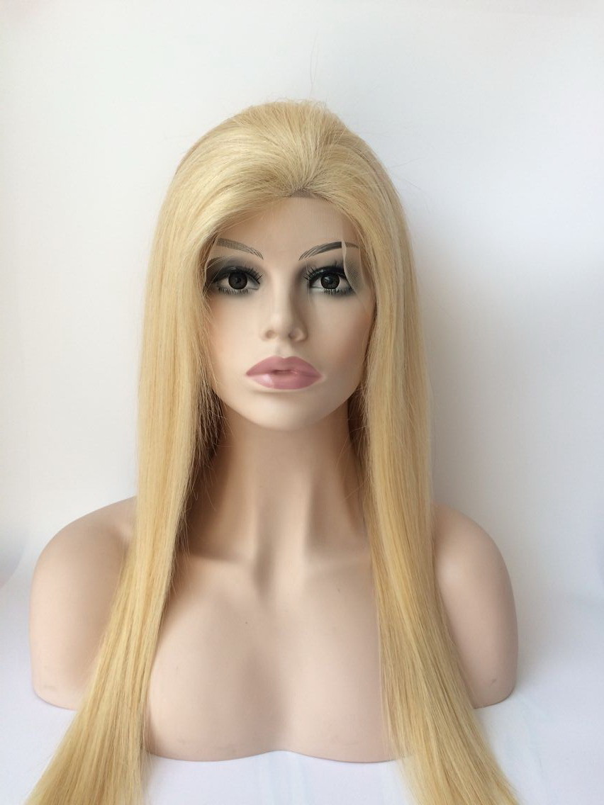 18 inch virgin peruvian hair blonde full lace wig PWA-582