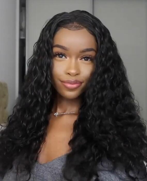 18inch natural color Peruvian Virgin Hair Body Curl lace front wig