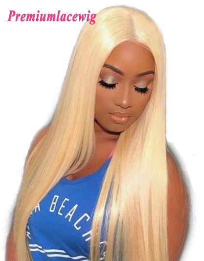 Blonde Color 613 Brazilian Virgin Hair Full Lace Human Hair Wigs Straight 18inch
