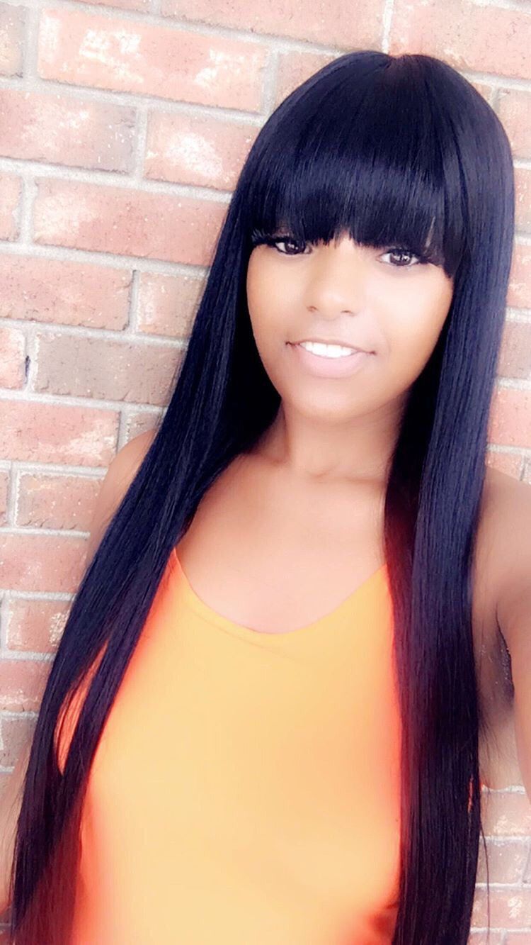 Lace Front Wig Indian Virgin Hair Straight With Bang 24inch