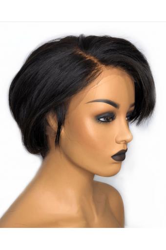 Malaysian Glueless Short Pixie Cut Human Hair Wig Full Lace Wig 12inch