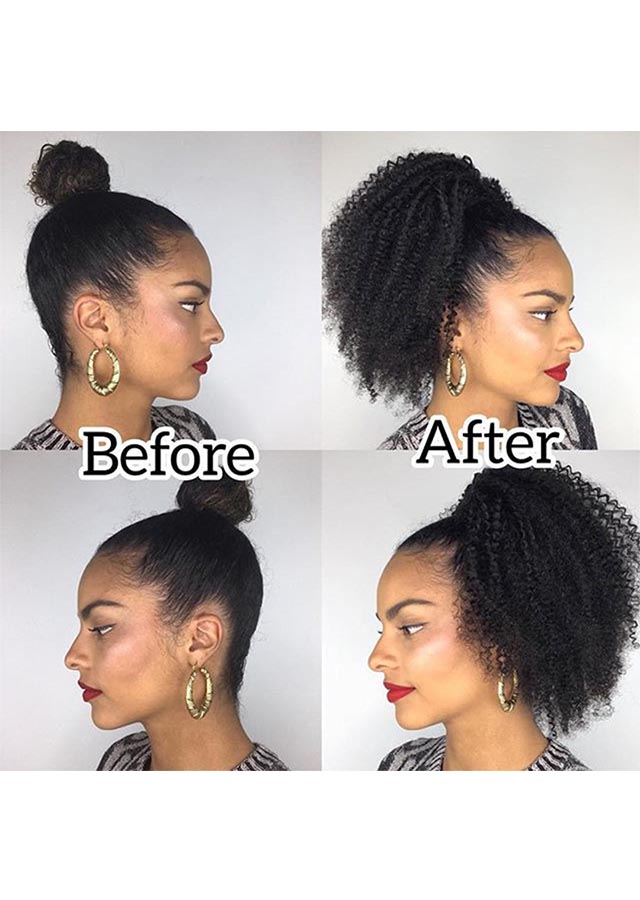 Afro Kinky Curly Ponytail Human Hair Remy Brazilian Drawstring Ponytail