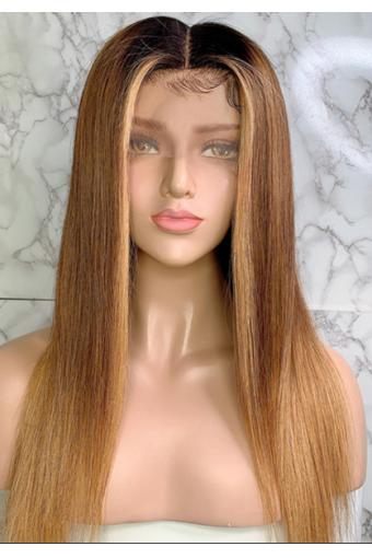 Full Lace Wig 150% Straight 1B/30/27 Mix Color Brazilian Remy hair Ombre Wigs 16inch