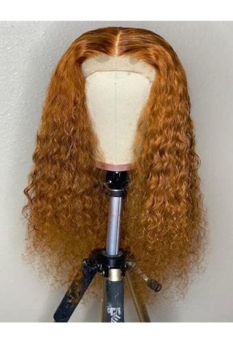 Color 30 13x6 Deep Part Lace Front Colored Human Hair Wigs for Women Curly HD Transparent Lace 20inch 150% density