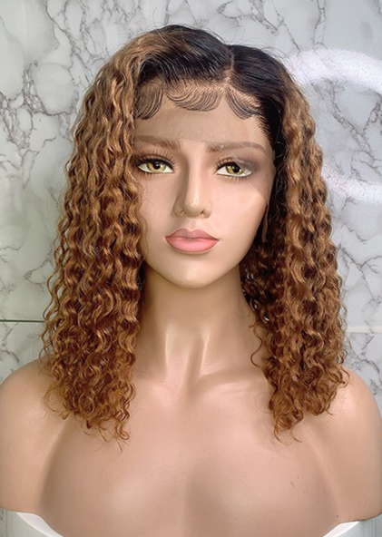 1B 30 Curly Brazilian Remy Hair Lace Wig Ombre Color Full Lace Human Hair Wigs 18inch