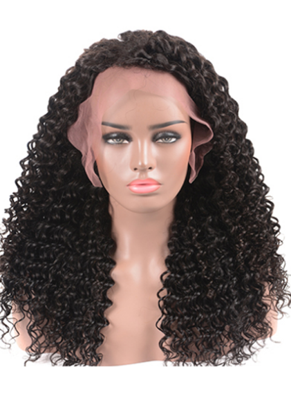 Malaysian Deep Curly Hair 360 Lace Frontal Wigs Pre Plucked 18inch