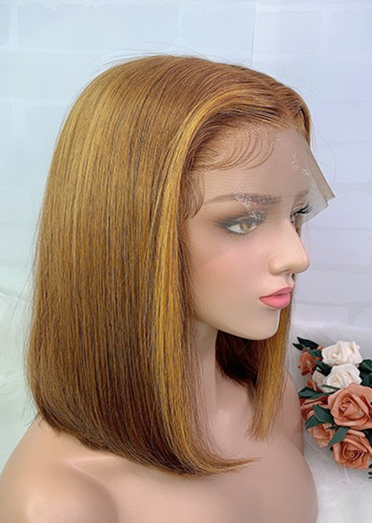 Ombre Brazilian 13x6 Lace Frontal Human Hair Wigs With Baby Hair #30/27 150% Density 12inch