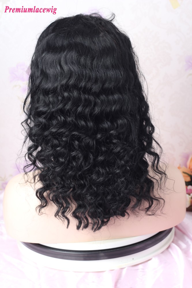 12inch Color 1 Deep Wave Full Lace Wig 150 Density