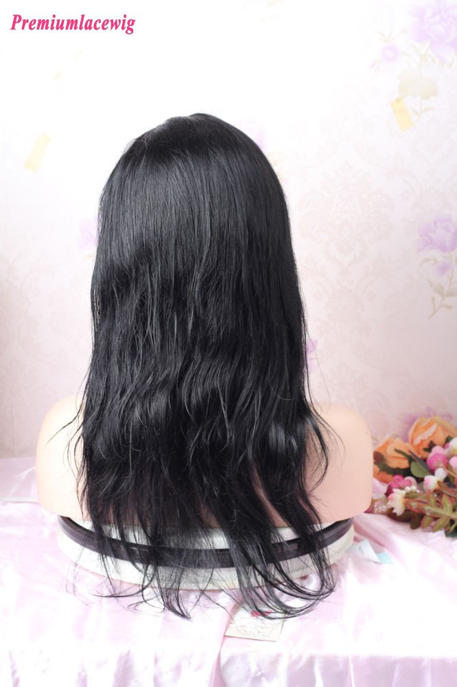 16inch Color 1 Straight Full Lace Wig Small Size Human Hair Wig