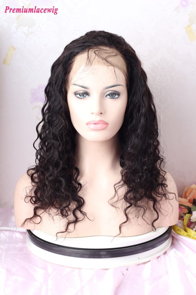 Clearance sale 16inch Deep Wave 360 Lace Wigs Human Hair Preplucked Wig 130% Density