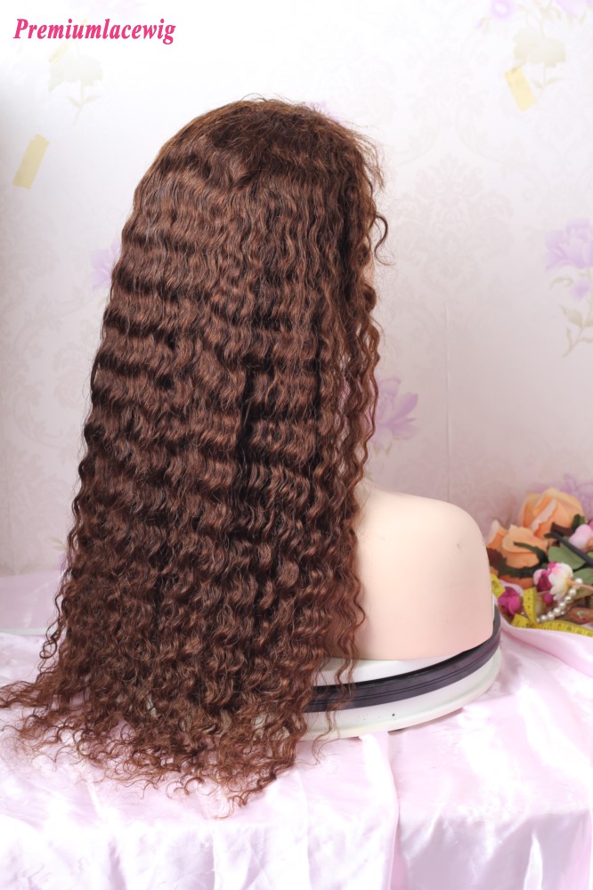Clearance sale 22inch Color 4 Deep Wave 360 Lace Human Hair Wig 180% Density