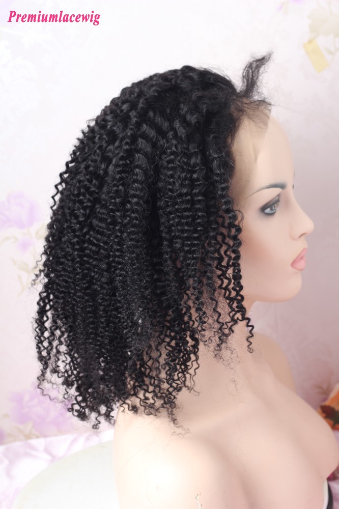 12inch Color 1 Afro Curly Full Lace Wig 200 Density