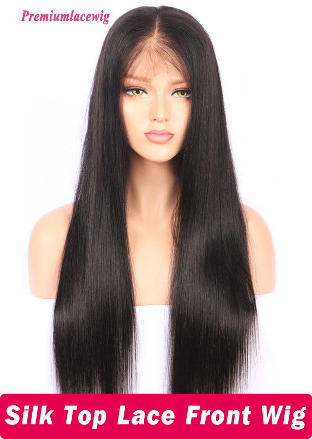 Brazilian silk top lace front wig Pre Plucked Cheap human hair wig 18inch