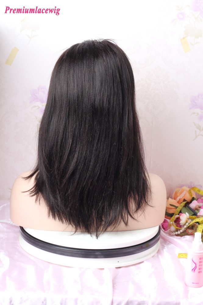 Clearance sale 10inch Natural Color Light Yaki 360 Lace Human Hair Wig 130% Density