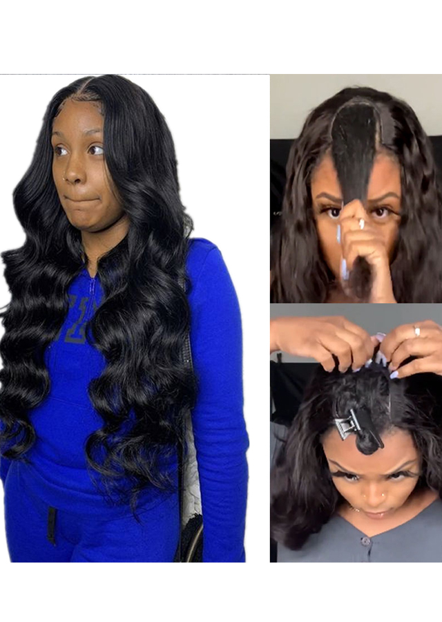 u part Human Hair Wig Body Wave Full Machine Made Wigs 22inch 150%