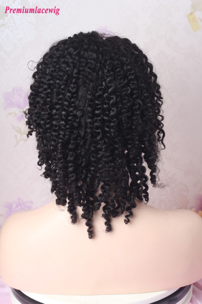 10inch Color 1 Afro Curly Lace Front Wig 150 Density