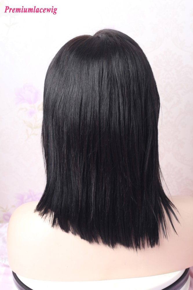 Silk Top 10inch Color 1 Yaki Straight Lace Front Wig