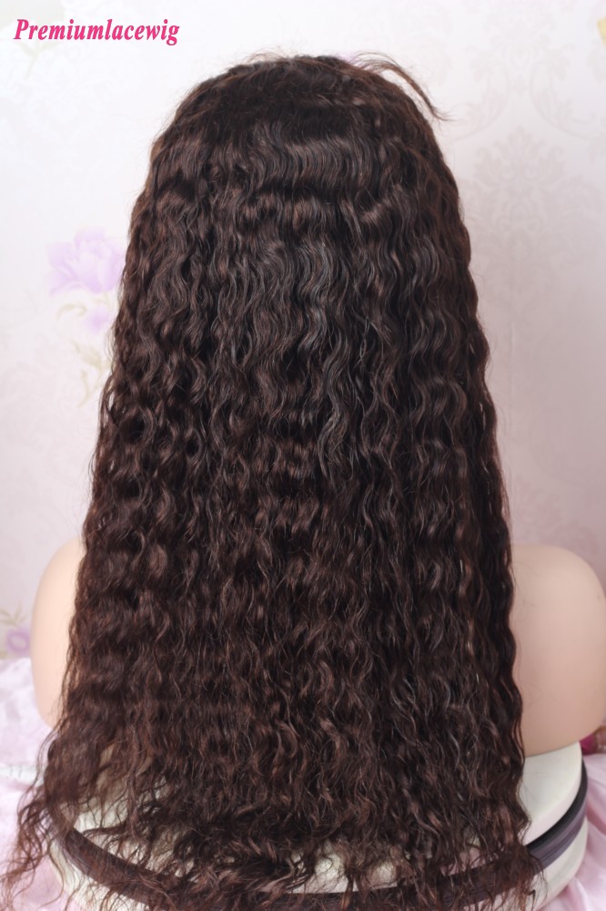 Silk Top 18inch Colored Hair Water Wave Glueless Full Lace Wig 180 Density