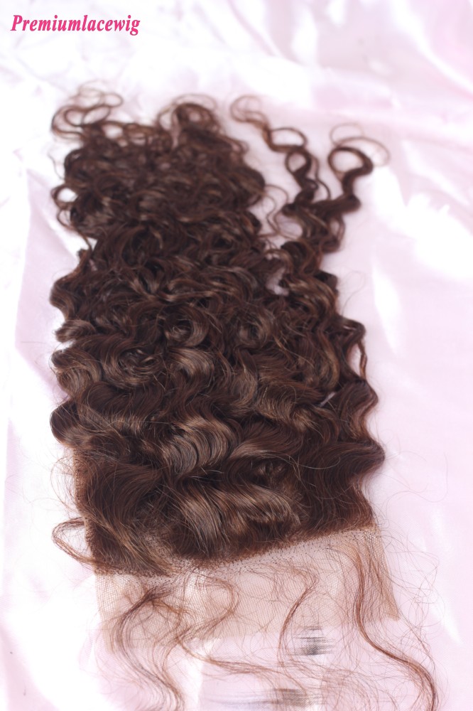 Brazilian Deep Curly Lace Closure Color 4 12inch