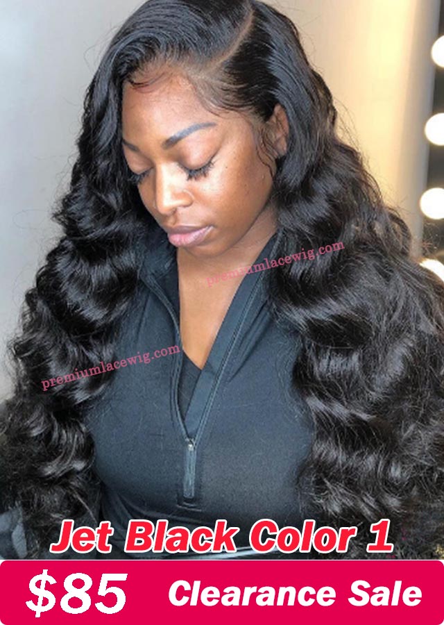 Malaysian Loose Deep Wave Wig Full Lace Wig 130 Density Color 1