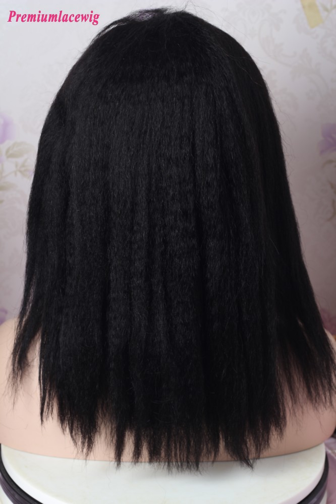 12inch Color 1 Kinky Straight BOB 13X6 Lace Front Wig 180 Density