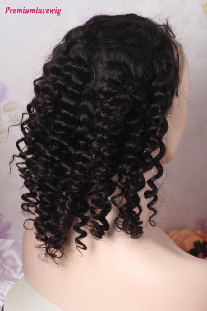 12inch Glueless Full Lace Deep Curly Brazilian Virgin Hair Wig