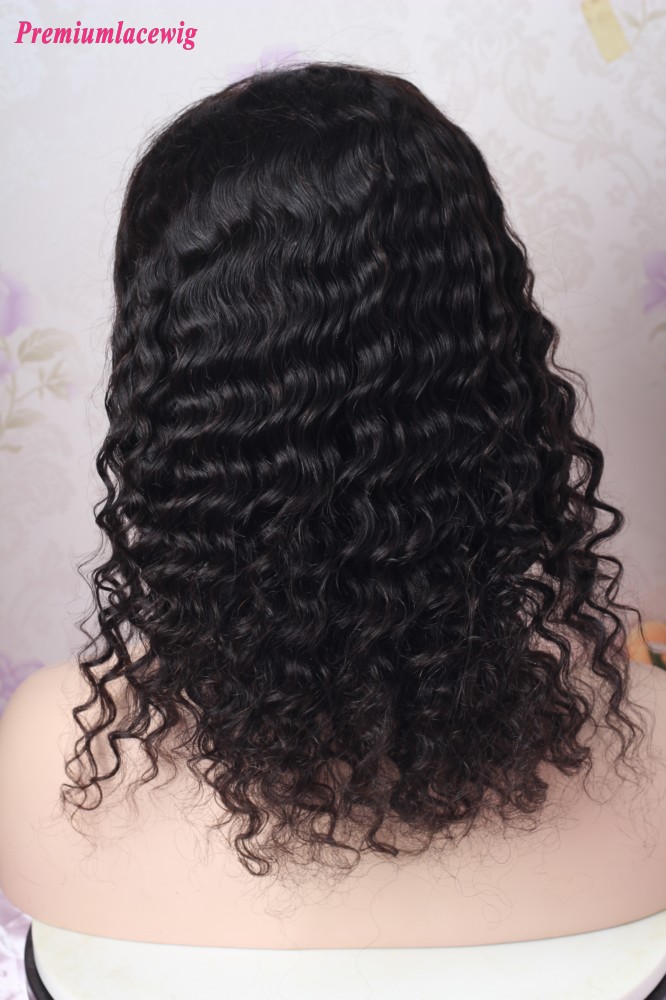 Glueless Full Lace 14inch Deep Wave Virgin Human Hair Wig