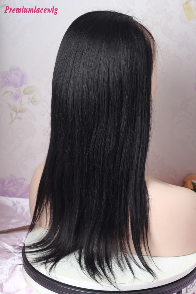 Silk Top Malaysian Full Lace 16inch Straight Virgin Human Hair Wig