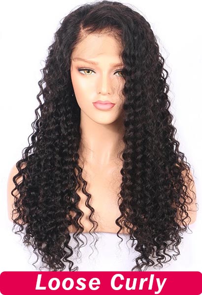 250% Density 20inch 13x4 Lace Front Wig Loose Wavy Curly Human Hair Wigs