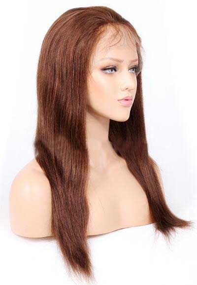 Color 4 Light Yaki 16inch Peruvian Glueless Full Lace Wig