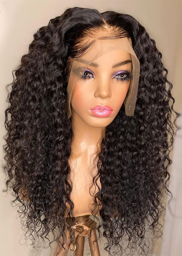 Curly Human Hair HD Lace Wig Human Hair Pre Plucked Curly Deep Part Wig