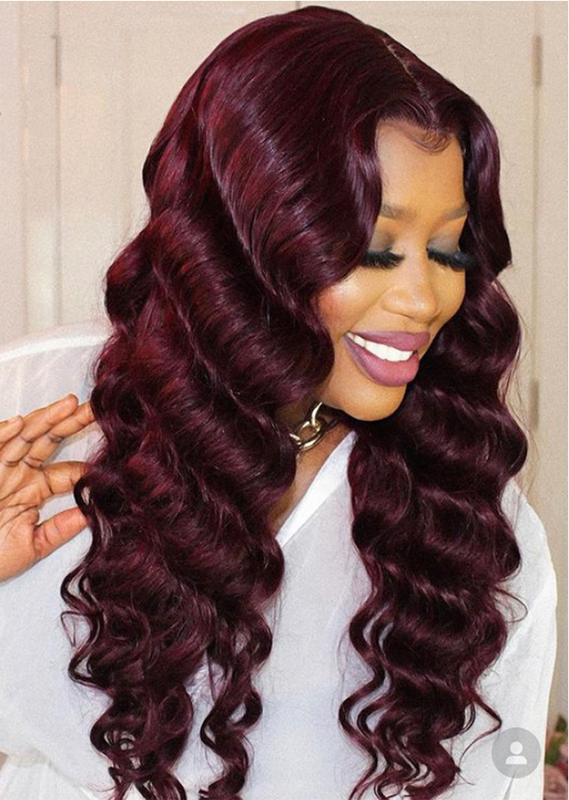99J Burgundy HD Lace Frontal Wigs Colored Lace Front Human Hair Wigs for Women