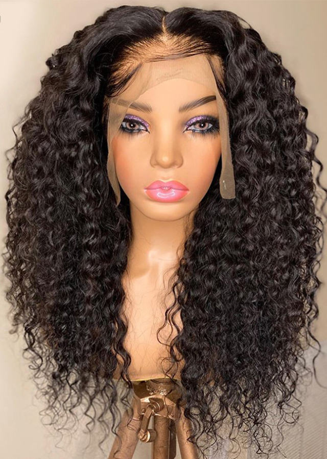 Curly Human Hair HD Lace Wig Human Hair Pre Plucked Curly Deep Part Wig 