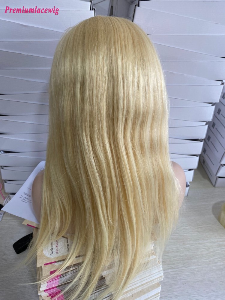 PU Silk Base Brazilian Blonde Lace Front Wig Color 613 Straight 20inch