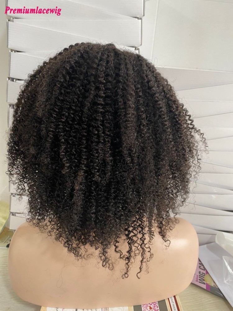 18inch  4x4 Afro Jeri Curly Closure Wig Long Curly Lace Wigs For Women