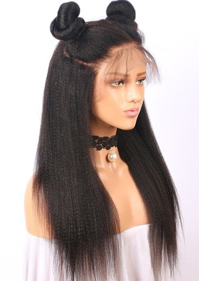24inch Kinky Straight Full Lace Human Hair Wigs