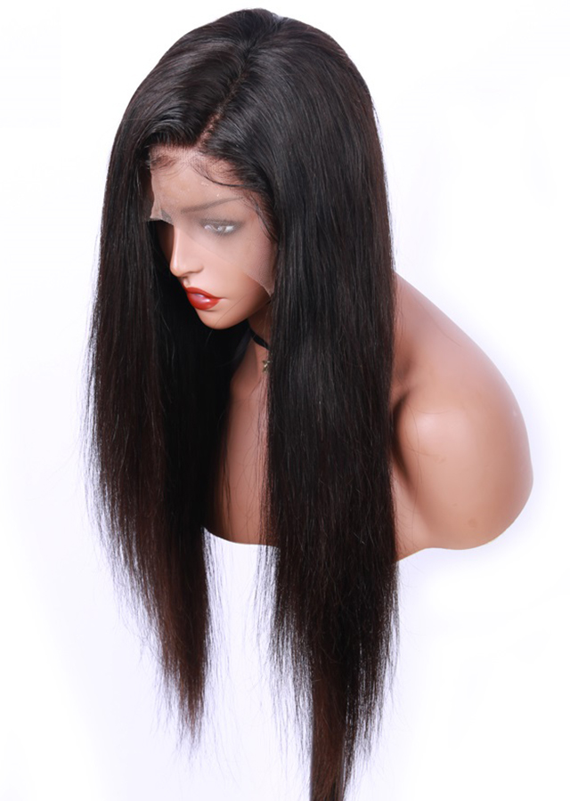 22inch Natural Color Light Yaki Full Lace Human Hair Wig 