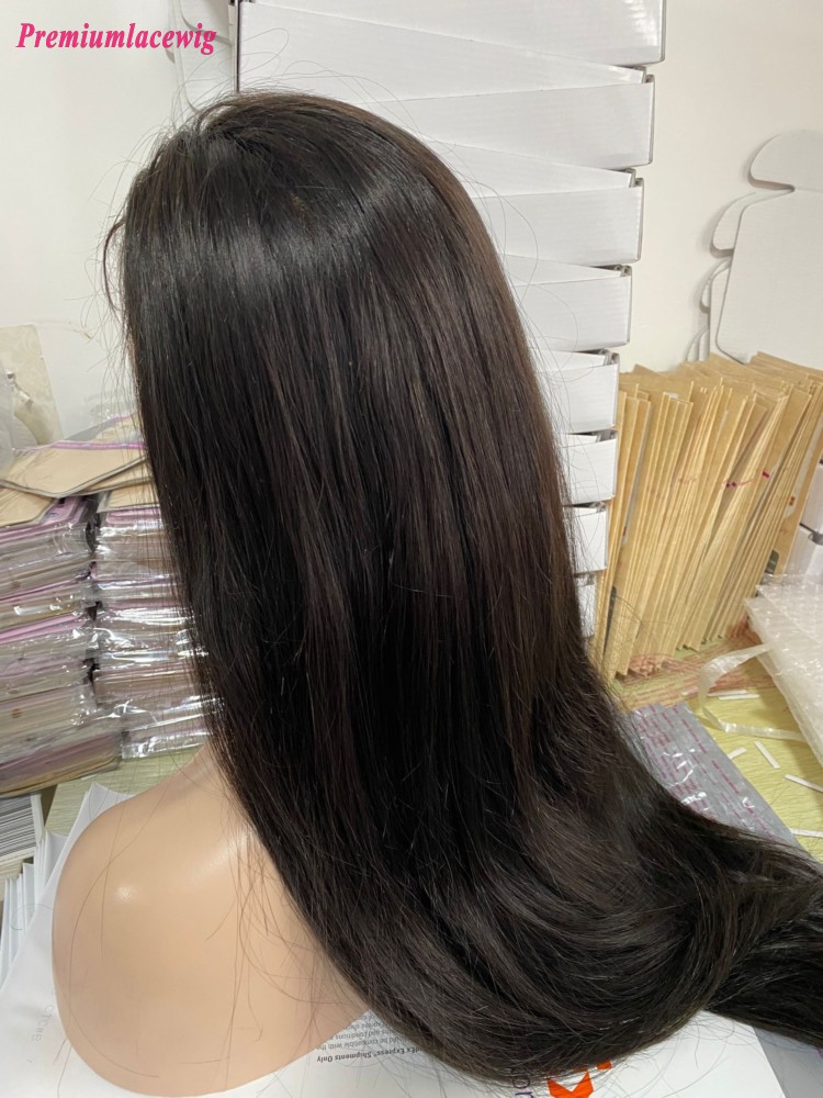 26inch Natural Color Straight Glueless Full Lace Wig 140% Virgin Human Hair Wig extra lace is cut