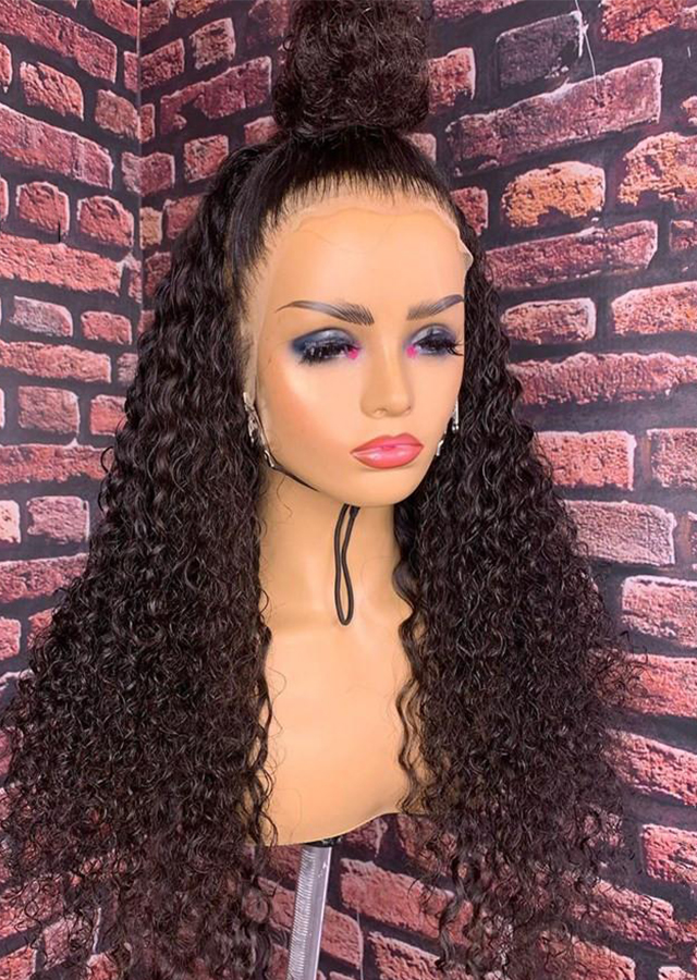 Deep Curly Glueless Curly Lace Human Hair Wigs Water Black Women Brazilian 13x6 Frontal Wig Plucked