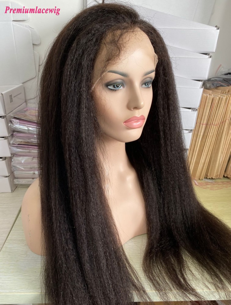 26inch Kinky Straight Glueless Full Lace Virgin Human Hair Wigs