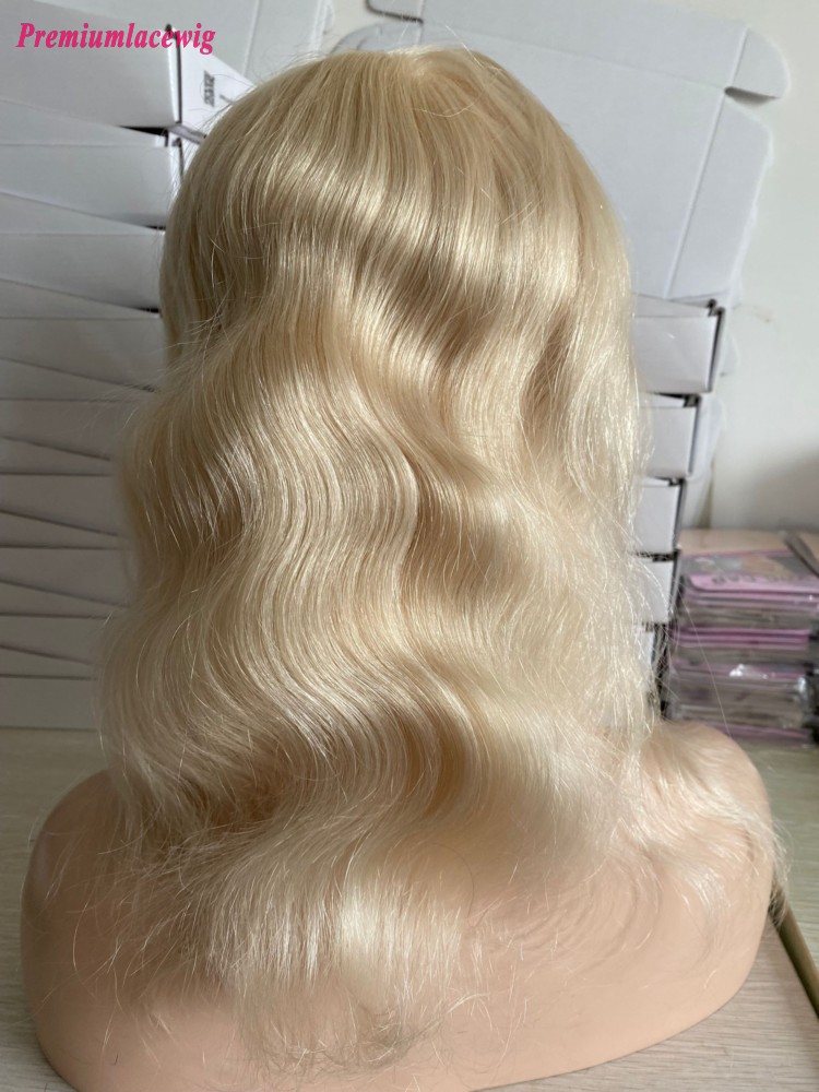 14inch PU perimeter with mono inside blonde human hair piece