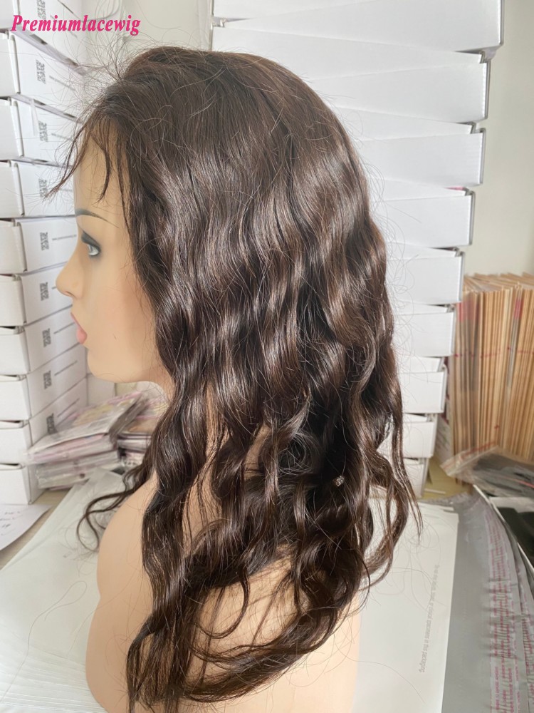18inch Deep Wave 0.12 Hard Transparent Lace Full Lace Human Hair Wigs 150 Density Small Cap