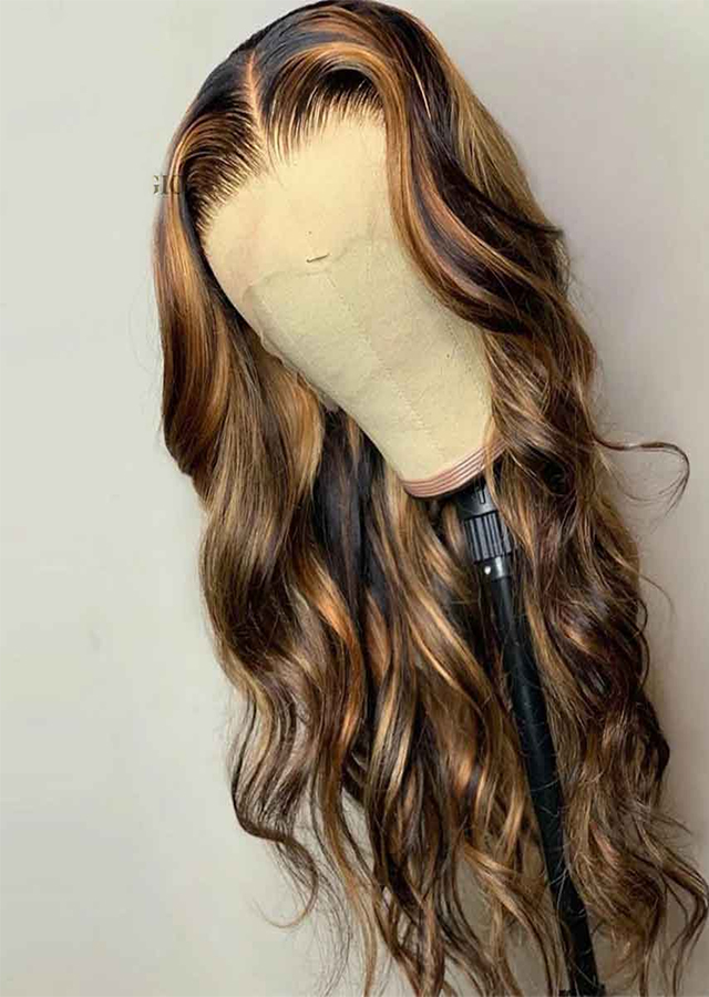  Colored Glueless Loose Wave Wig 13x4 Lace Front Human Hair Wigs  