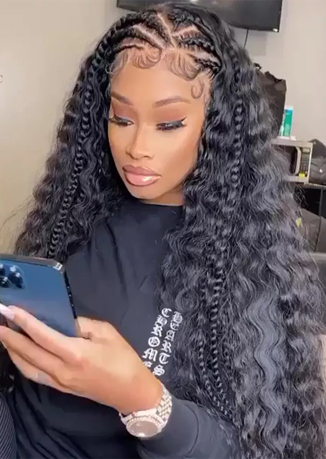 13x6 Lace Front Wig Can Be Braided Wigs Deep Curly Lace Front Wig Wet And Wavy Human Natural Hair